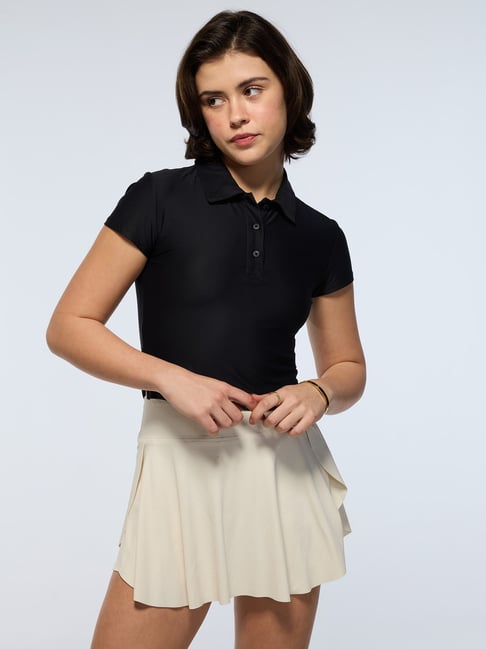 Cava Athleisure Black Techpique Cropped Polo-picture-12