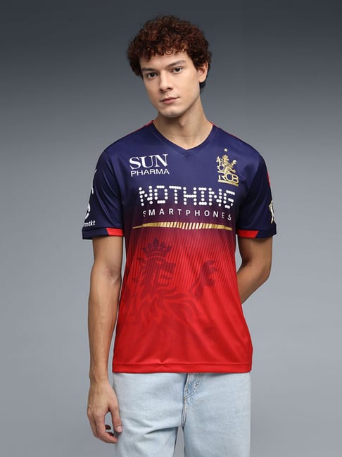 Puma x RCB 2026 Navy & Flame Scarlet Regular Fit Printed Jersey