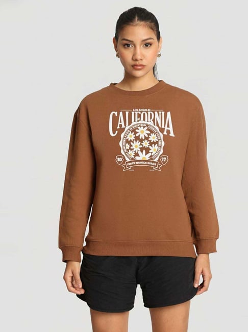 Bene Kleed Brown Graphic Relaxed Fit Sweatshirt-picture-39