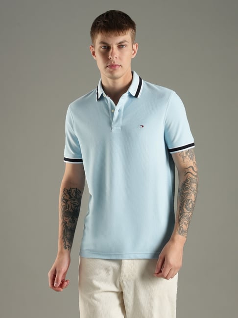 Tommy Hilfiger Light-Blue Regular Fit Polo T-Shirt-picture-16