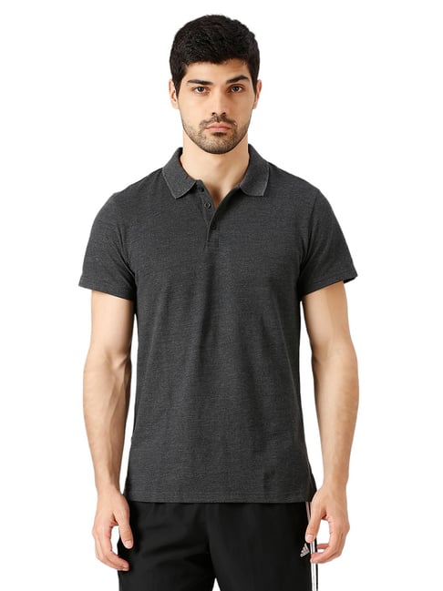 adidas Grey Solid ESS Base Polo T-Shirt