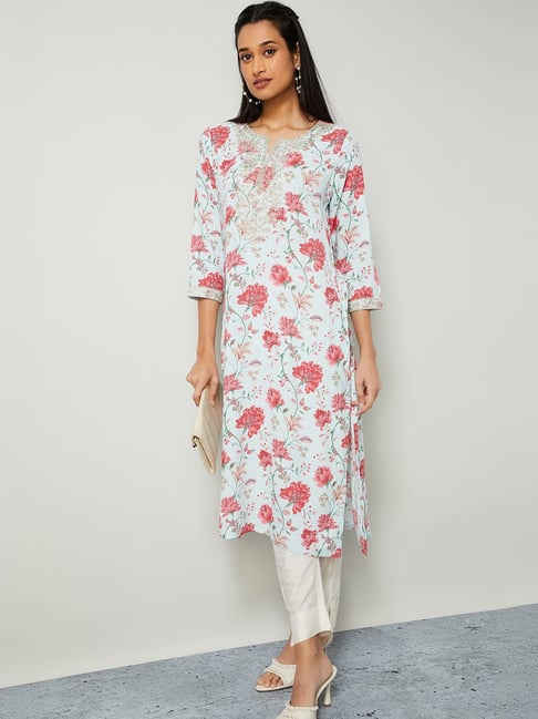 Melange by Lifestyle Blue Printed Regular Fit Kurta-picture-28