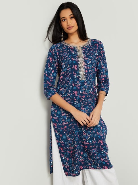 Melange by Lifestyle Blue Printed Regular Fit Kurta-picture-38
