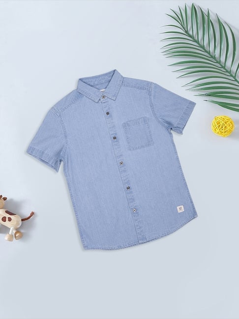 Pantaloons Junior Boys Light Blue Solid Shirt