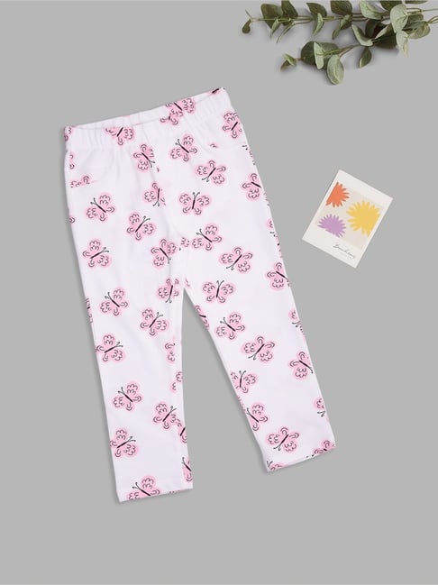 Pantaloons Junior Girls Antique White Printed Leggings-image-17