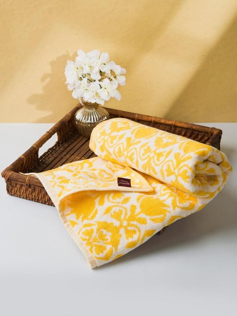 Fabindia Gadh Kamal Yellow Cotton Woven Towel-picture-40