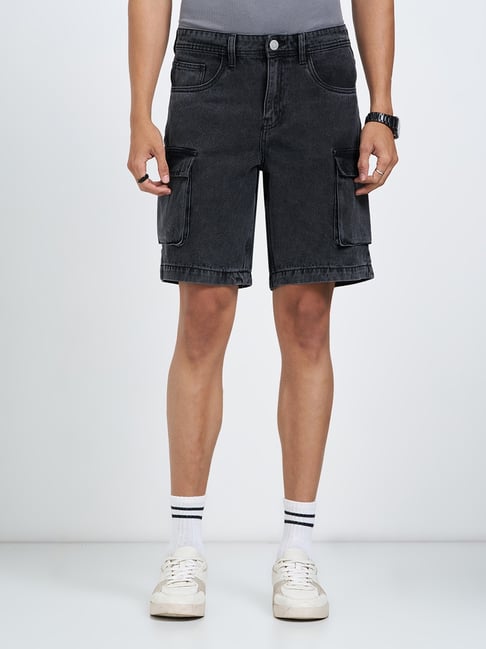 Street 808 by Pantaloons Grey Regular Fit Solid Cargo Shorts