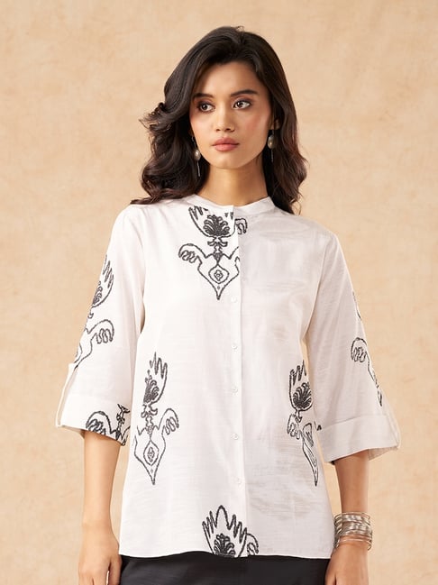 Marigold Lane by Pantaloons White Printed Three-Quarter Sleeves Top-picture-43