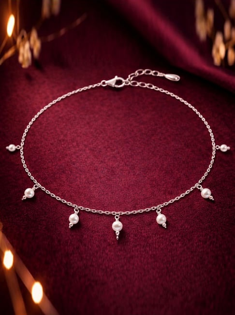 Clara 925 Sterling Silver Pearl Anklet for Women(Single)