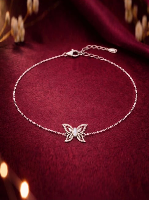 Clara 925 Sterling Silver Butterfly Anklet for Women(Single)