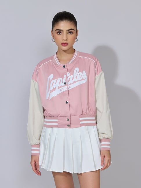 Showoffff Pink Regular Fit Printed Jacket-picture-42