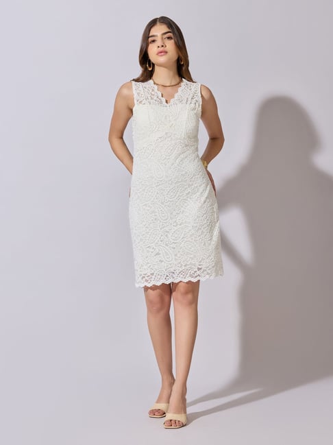 chinese dress ladies Desi White Summer Muse Lace Cotton Dress 2XL