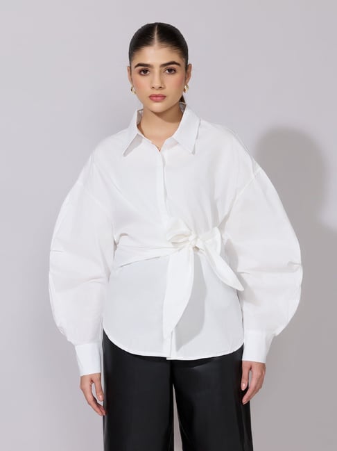 Showoffff White Cotton Relaxed Fit Shirt-picture-11