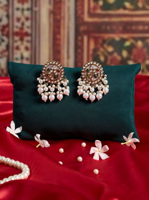 Zaveri Pearls Multicolor Stones Embellished Antique Plating Beads Drop Earring-picture-24