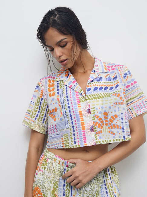 Wunderlove Swimwear by Westside Multicolor Printed Cotton Shirt
