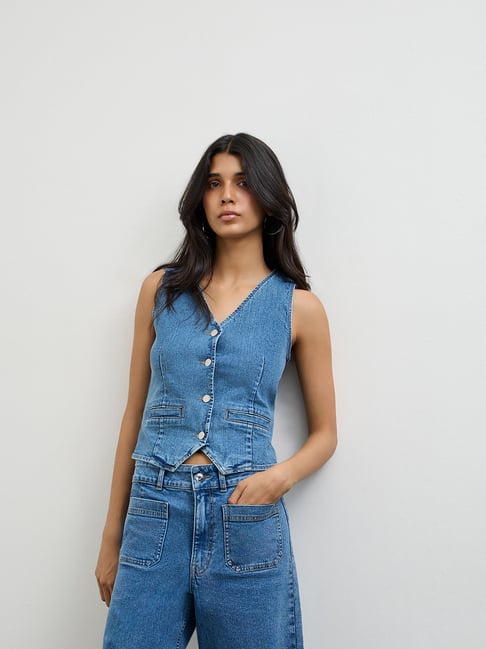 LOV by Westside Blue Denim Waistcoat