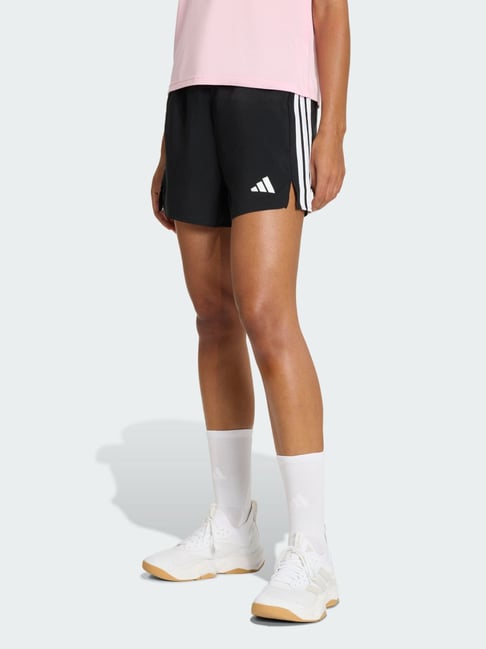 adidas We 3S Wvn Sh Black Regular Fit Striped Sports Shorts