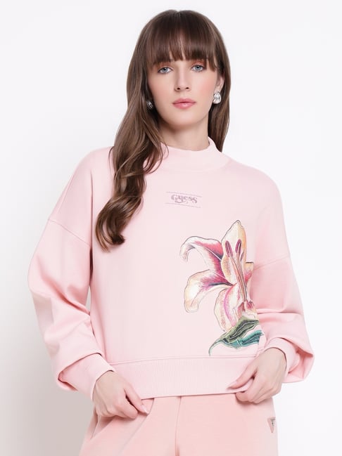 Guess Pink Pearl Embroidered Regular Sweatshirt-picture-28