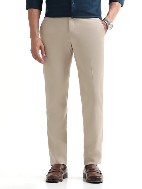 Arrow Beige Skinny Fit Solid Trousers-picture-29