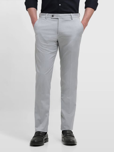 Arrow Grey Regular Fit Solid Trousers-picture-19