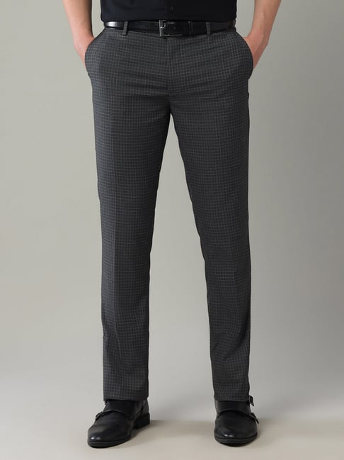 Arrow Grey Skinny Fit Checked Trousers-picture-24