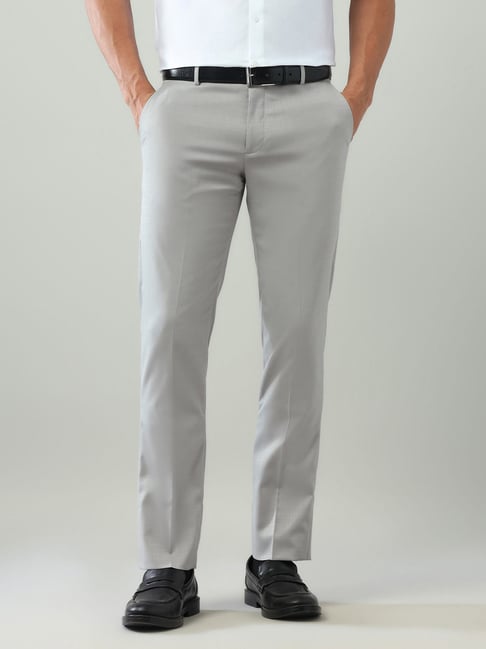 Arrow Grey Skinny Fit Checked Trousers-picture-14