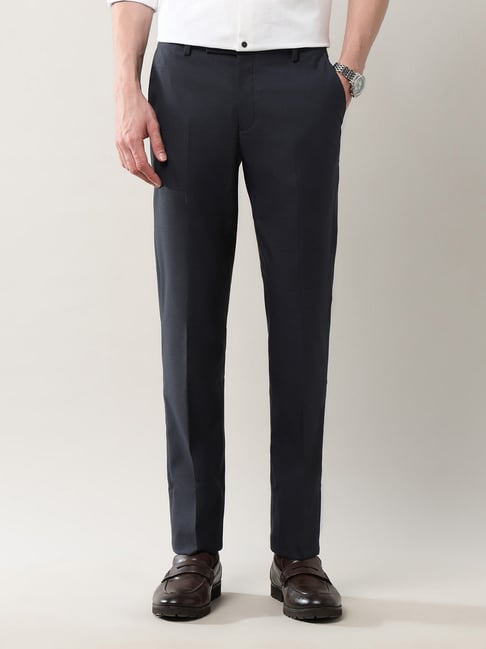 Arrow Blue Skinny Fit Striped Trousers-picture-47
