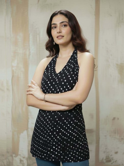 Varanga Black Cotton Printed Short Kurti-picture-19