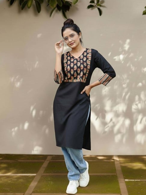 Varanga Black Cotton Kurta-image-38