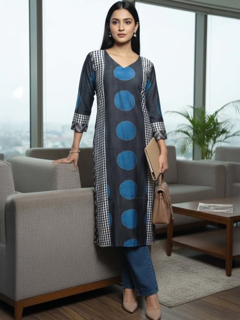 Varanga Black Chanderi Printed Kurta-picture-20