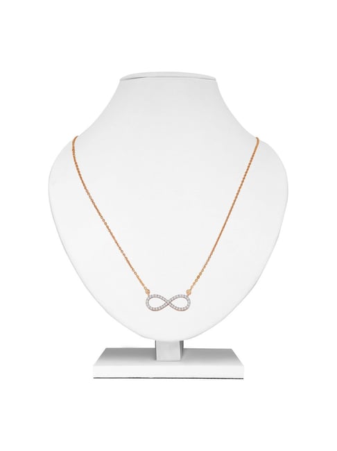 Muthoot Pappachan Meghante 18K (750) Rose Gold CZ Trinity Necklace for Women