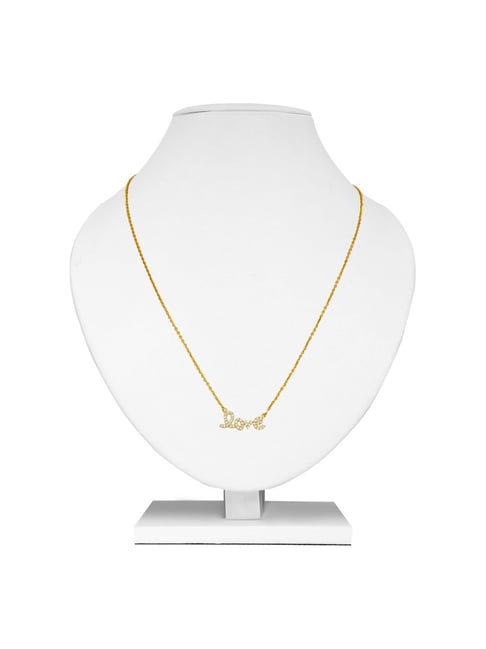 Muthoot Pappachan Meghante 18K (750) Yellow Gold CZ Love Necklace for Women
