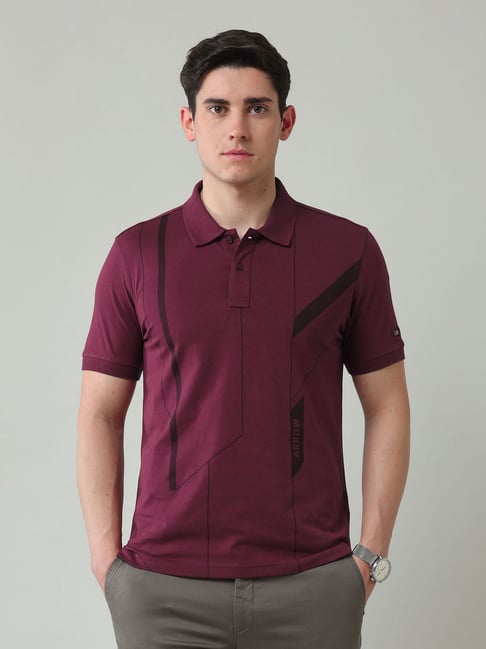 Arrow Sport Purple Cotton Regular Fit Printed Polo T-Shirt-picture-37