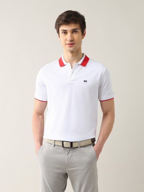 Arrow Sport White Cotton Regular Fit Solid Polo T-Shirt-picture-23