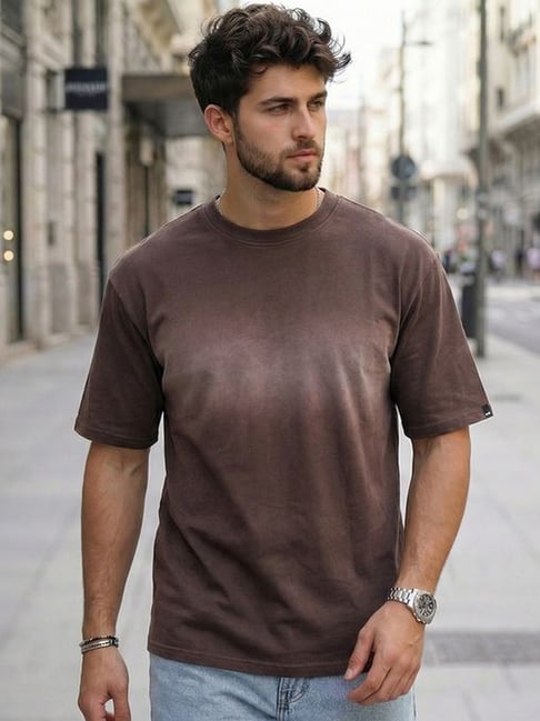 Bewakoof Chocolate Brown Relaxed Solid T-Shirt-picture-22