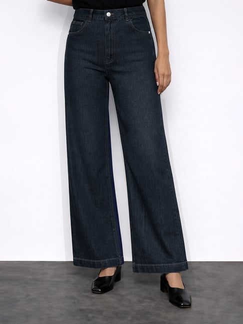 Wardrobe by Westside Indigo High-Rise Denim Trousers