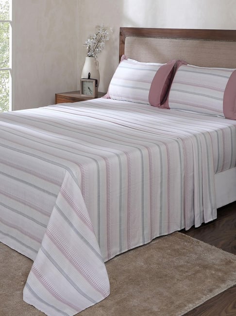 Maspar Red Cotton Floral Print Single Size Bedsheet with Pillow Case-image-11