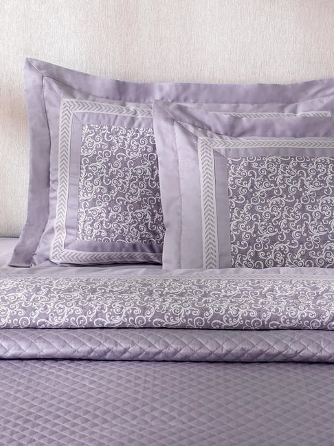 Maspar Purple Floral Print Standard Size Pillow Sham - Set of 2