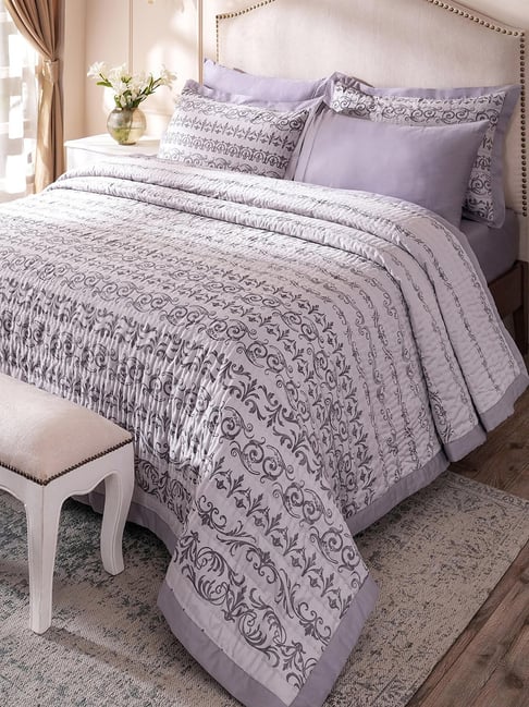 Maspar Purple Floral Print Double Size Quilt