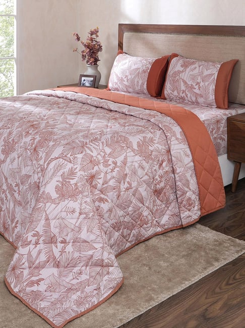 Maspar Red Floral Print Single Size Quilt-image-12