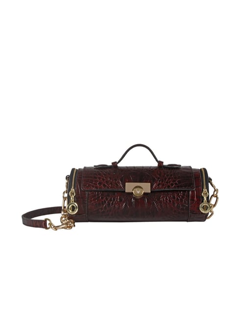 Hidesign Maroon Louvre 01 Animal Medium Leather Cross Body Bag