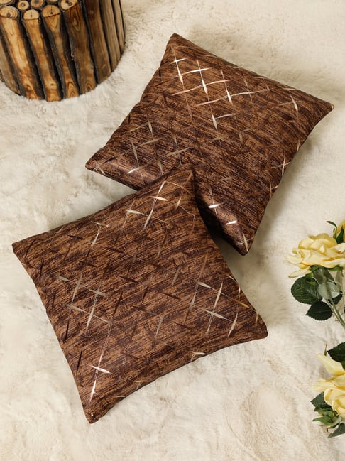 HOSTA HOMES Beige Polyester Printed Cushion Covers - Set of 2-image-12