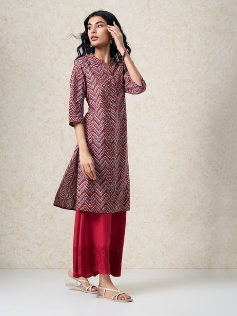 Rangmanch by Pantaloons Women's Rhubarb Regular Fit Chevron Kurta-picture-39