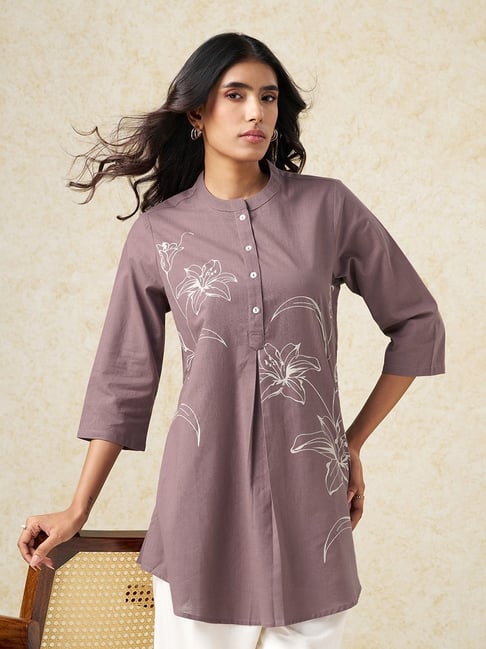 Rangmanch by Pantaloons Women's Dusky Orchid Regular Fit Floral Tunic-picture-11