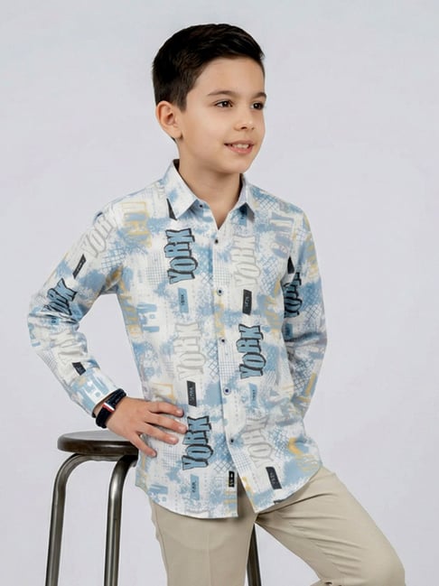 Monte Carlo White & Blue Slim Fit Printed Shirt-picture-33
