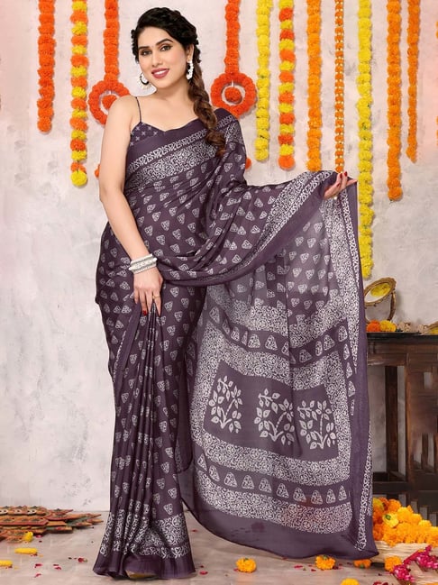 MIRCHI FASHION Wine Chiffon Printed Saree With Unstitched Blouse-picture-38