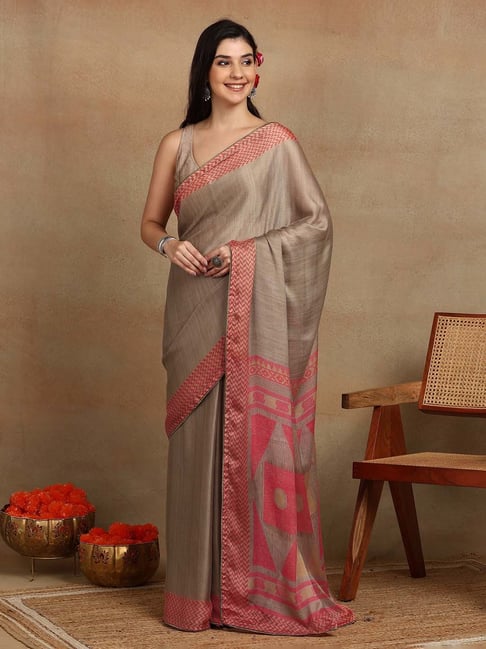 MIRCHI FASHION Dark Beige Chiffon Saree With Unstitched Blouse-picture-43