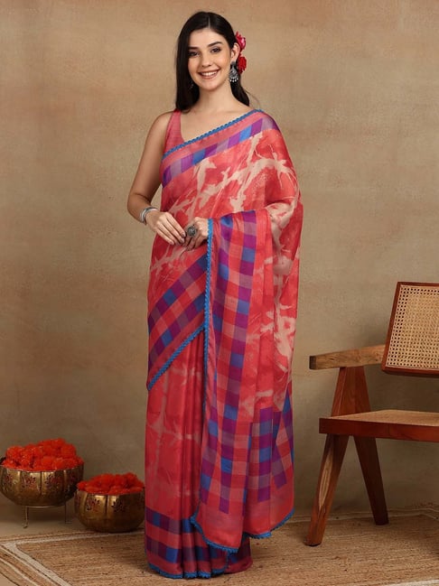 MIRCHI FASHION Red Chiffon Printed Saree With Unstitched Blouse-picture-11