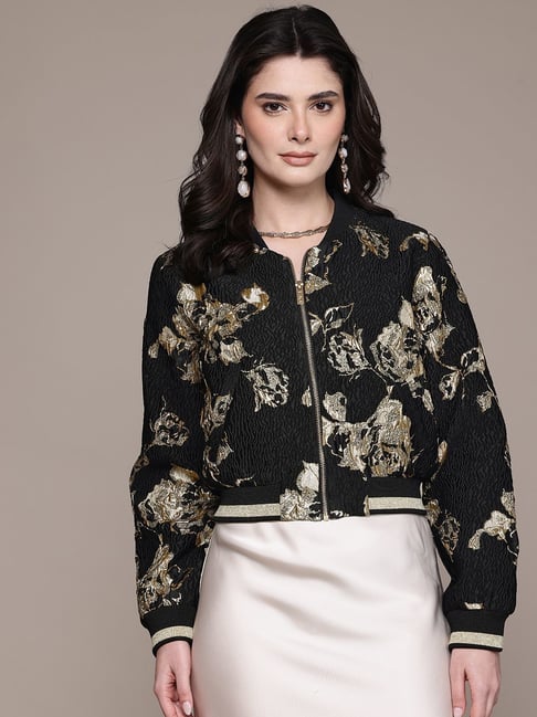 Label Ritu Kumar Black Loose Fit Printed Jacket-picture-28