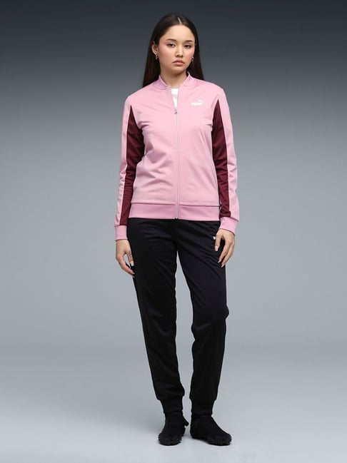 Puma Poised Pink Regular Fit Colourblocked Tracksuit